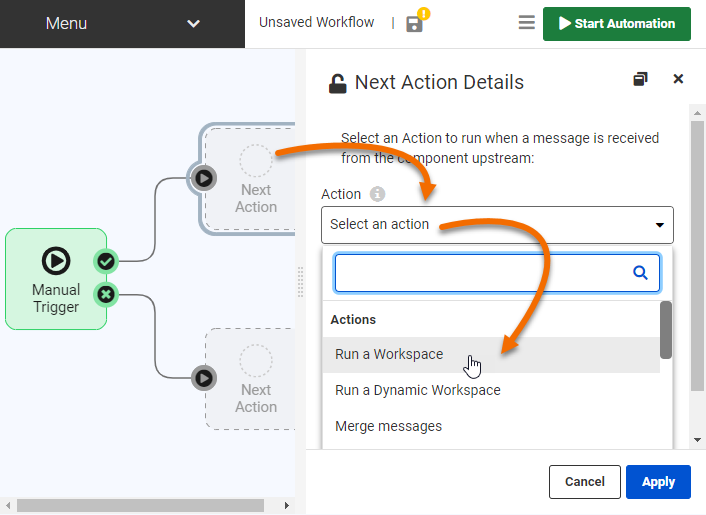 Configuring Next Action Details